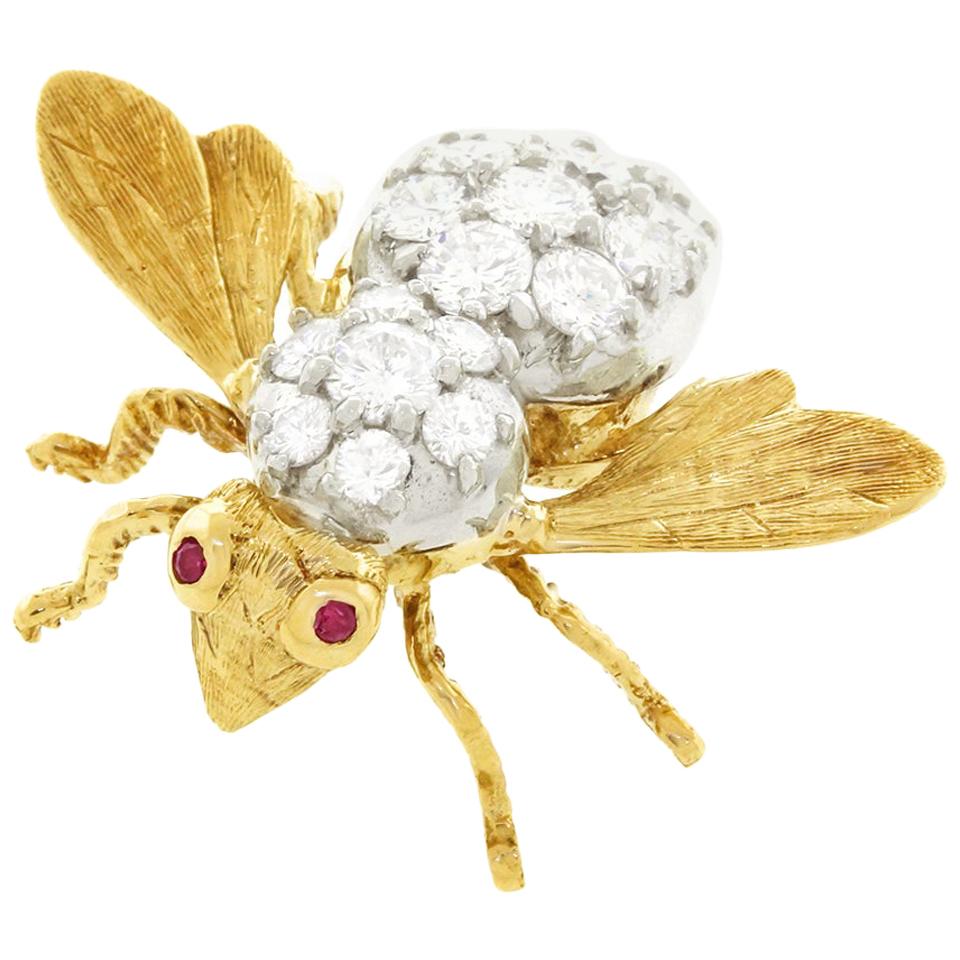 Tiffany & Co. Diamond Set Gold Bee Brooch