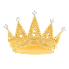 Tiffany & Co. Diamond Set Gold Crown Brooch
