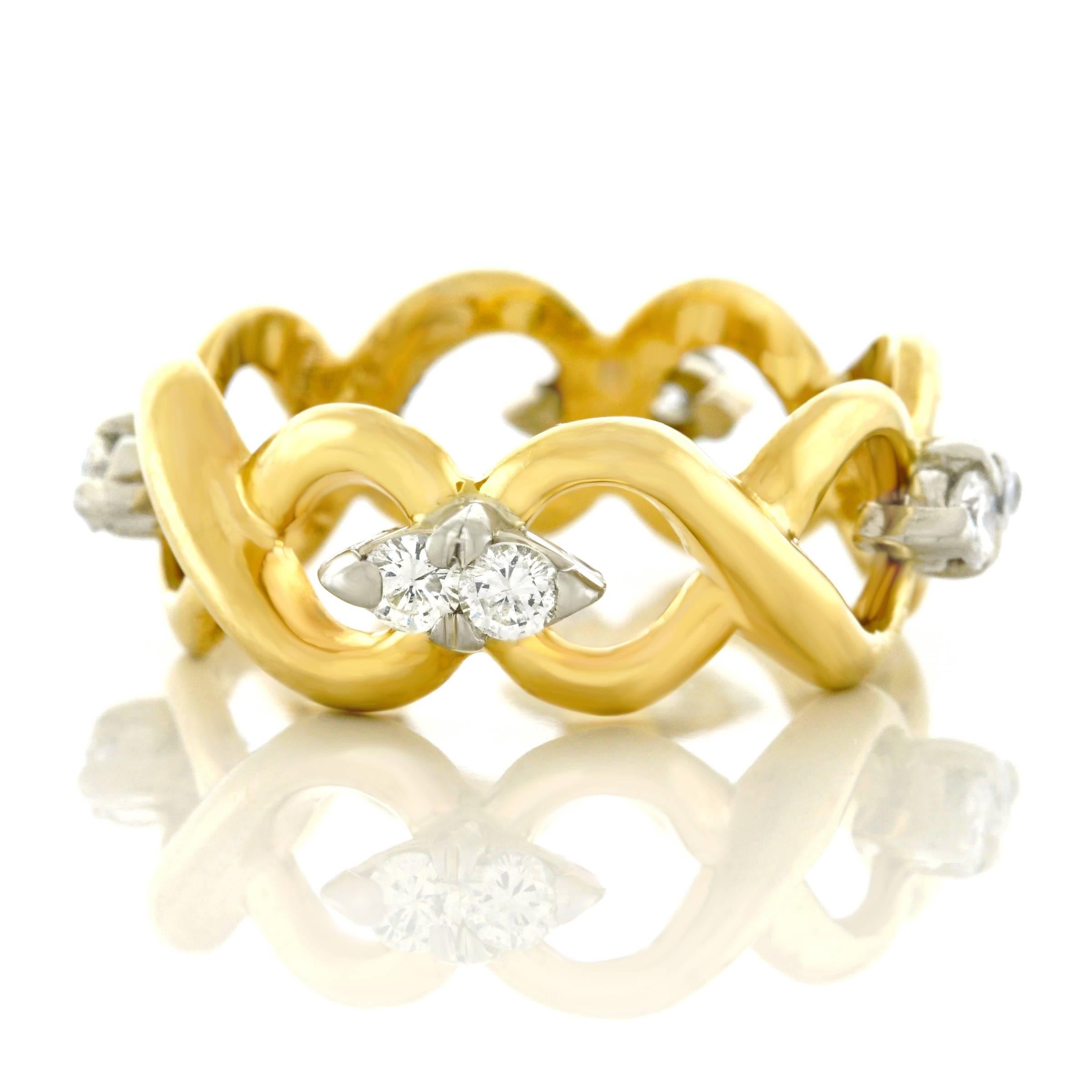 Tiffany & Co. Diamond Set Gold Infinity Ring In Excellent Condition In Litchfield, CT