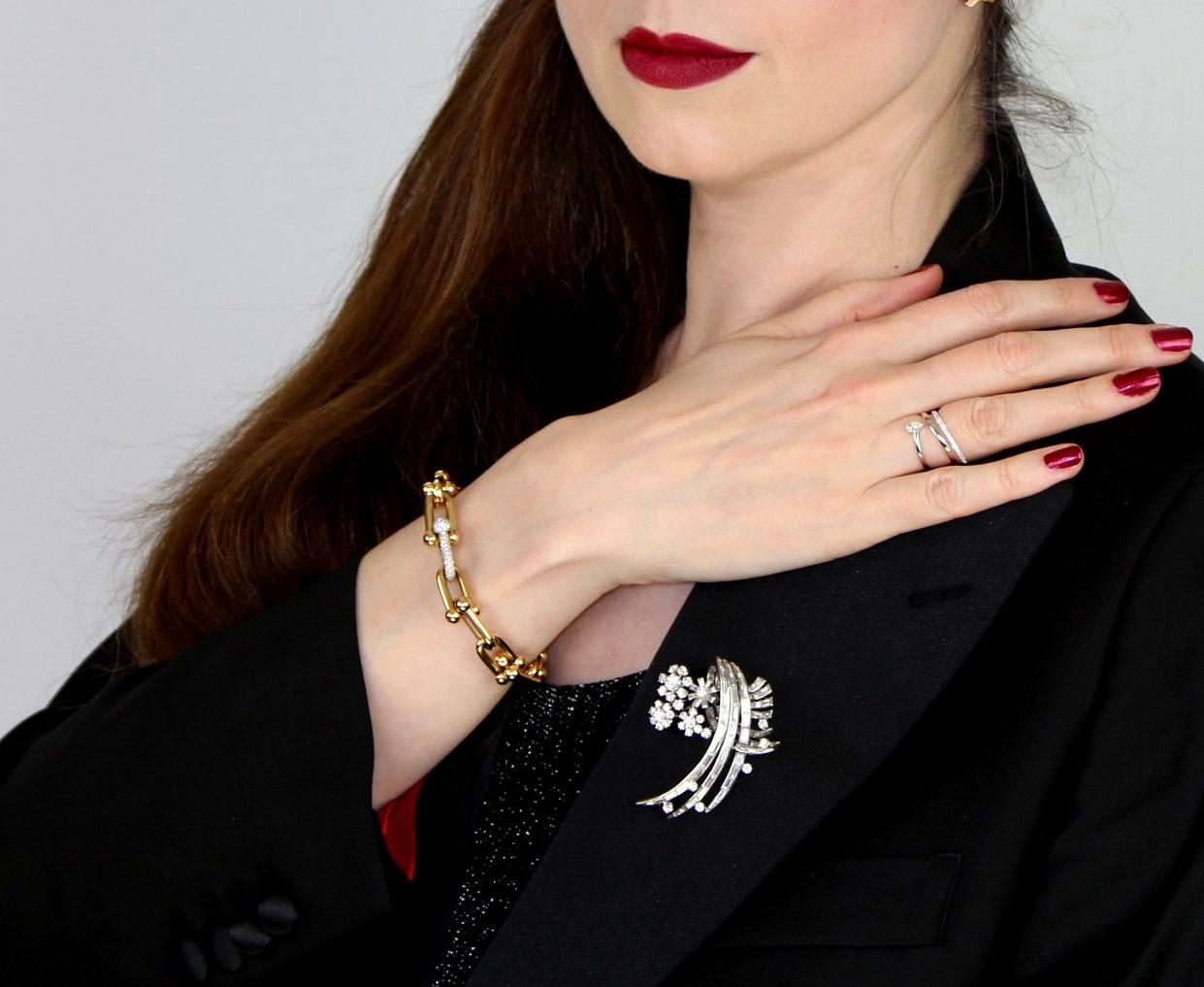 Modern Tiffany & Co. Diamond Set Large Link 'HardWear' Bracelet in 18ct Rose Gold For Sale
