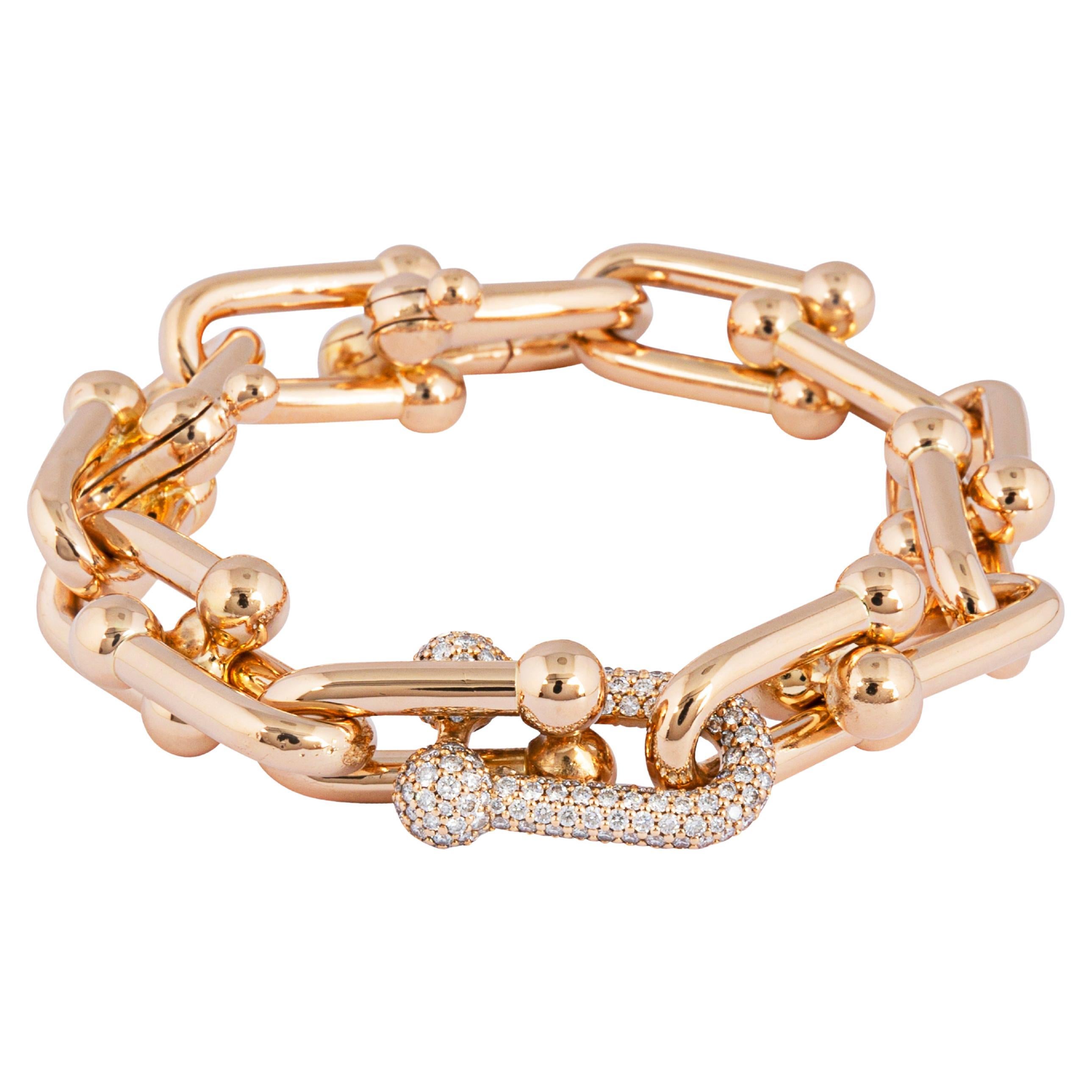 Tiffany & Co. Diamond Set Large Link 'HardWear' Bracelet in 18ct Rose Gold For Sale