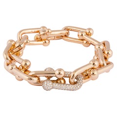 Tiffany & Co. Bracciale "HardWear" a maglie grandi con diamanti incastonati in oro rosa 18 ct.