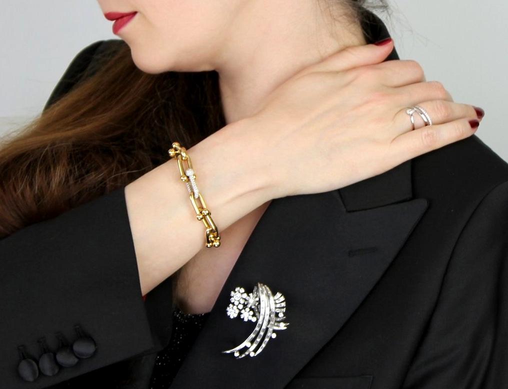 Tiffany & Co. Großes Gliederarmband 'HardWear' aus 18 Karat Gelbgold mit Diamantenbesatz (Moderne)