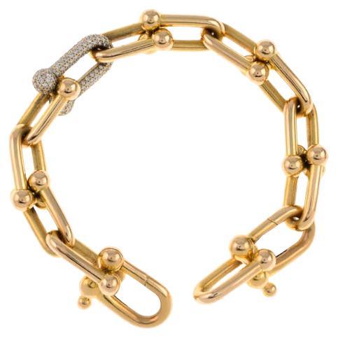 Tiffany & Co. Diamond Set Large Link 'HardWear' Bracelet in 18ct Yellow Gold For Sale
