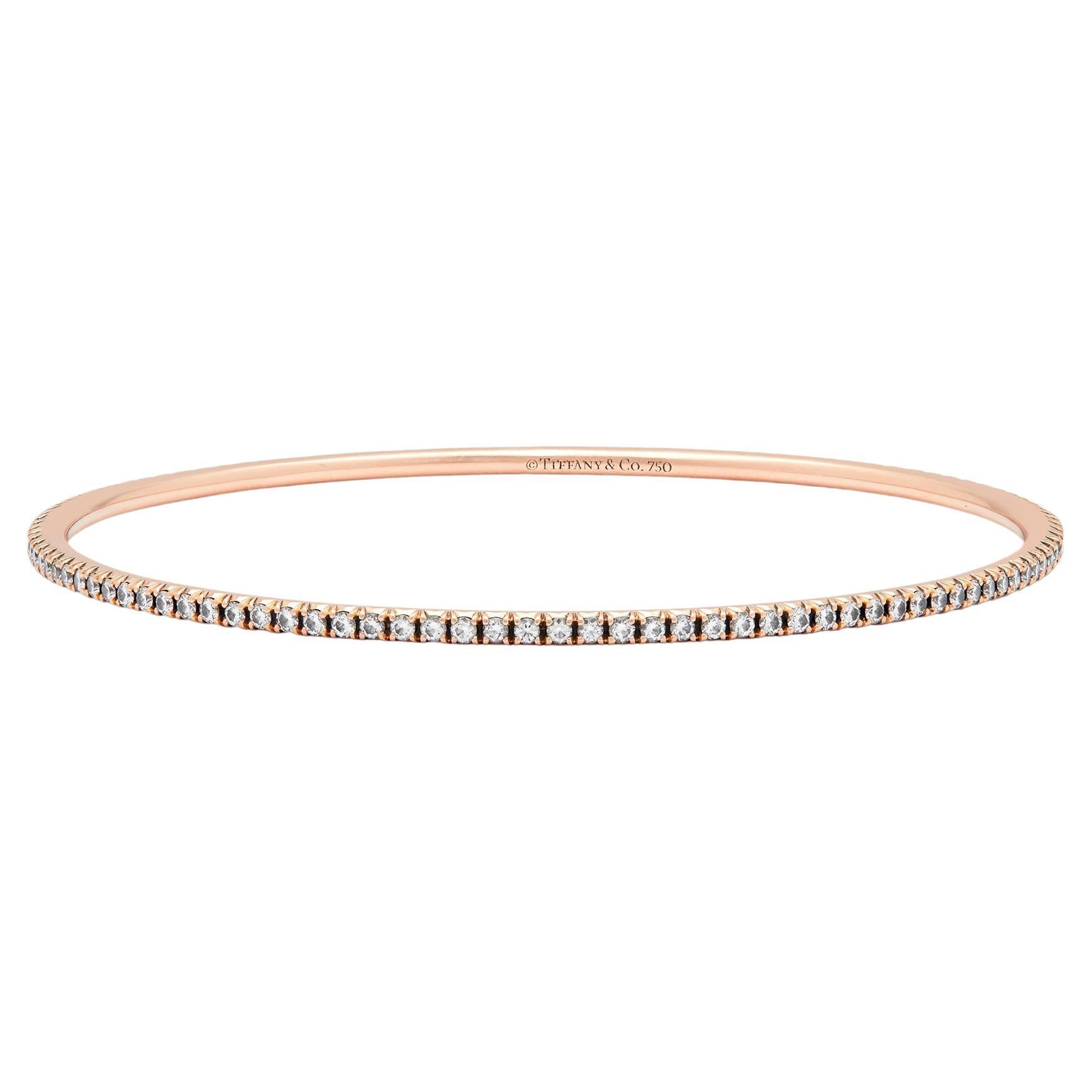 Tiffany & Co Bracelet de fermeture en or rose "Metro" serti de diamants.