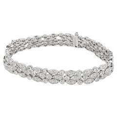 Tiffany & Co. Diamond Set Platinum 3 Row Swing Bracelet
