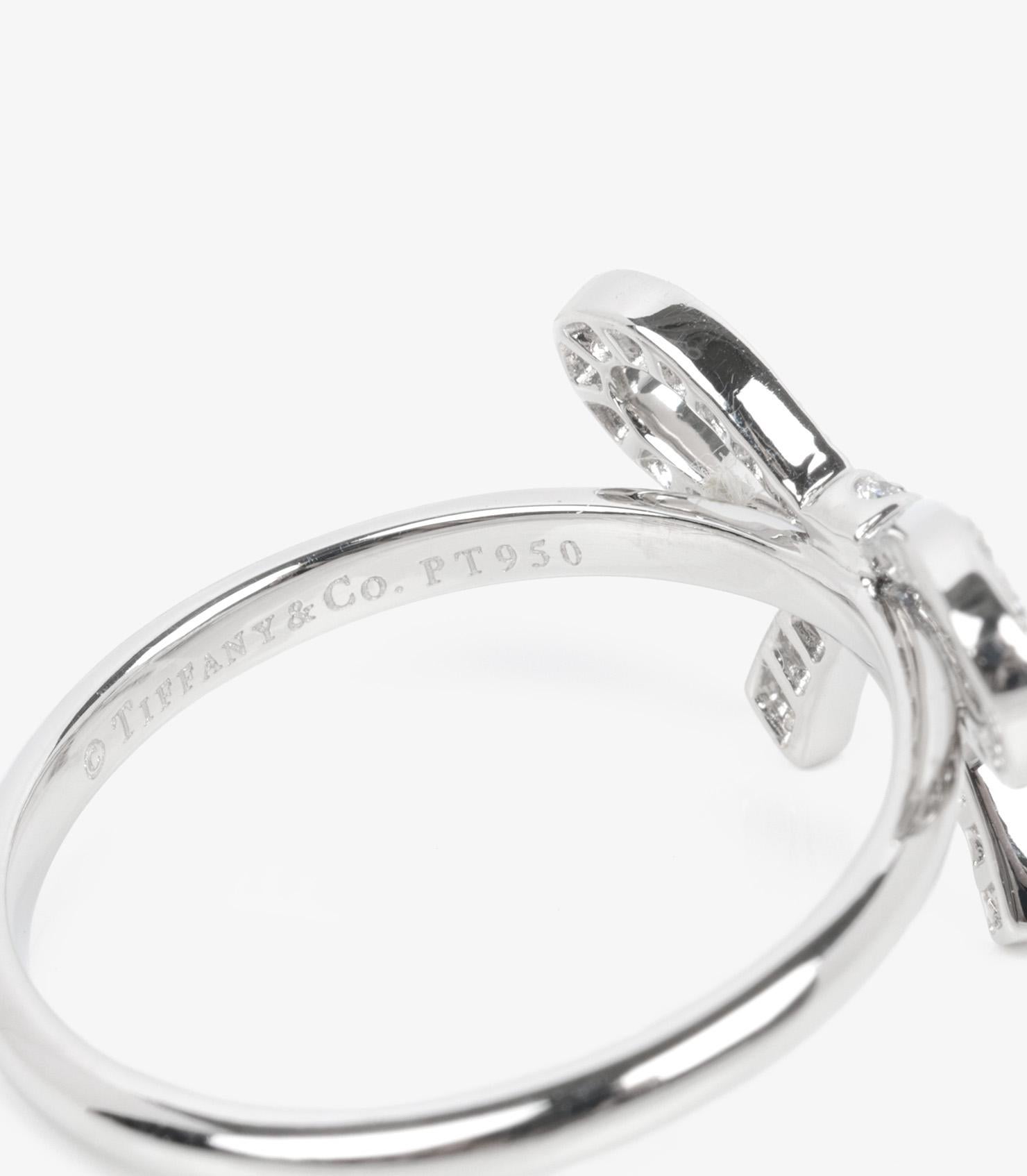 Tiffany & Co. Diamond Set Platinum Bow Ring In Excellent Condition For Sale In Bishop's Stortford, Hertfordshire
