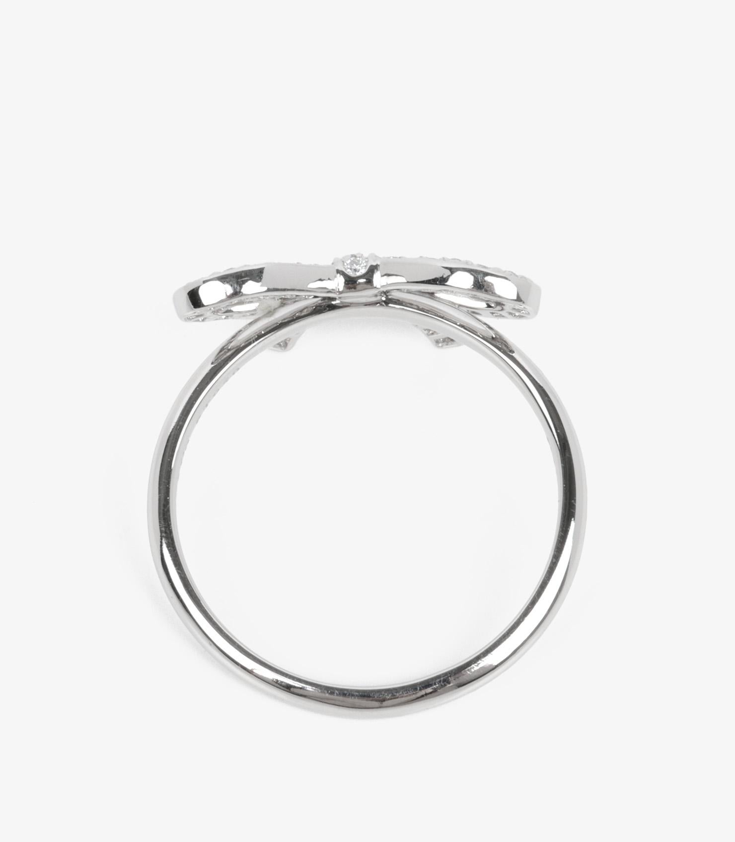 Women's or Men's Tiffany & Co. Diamond Set Platinum Bow Ring For Sale