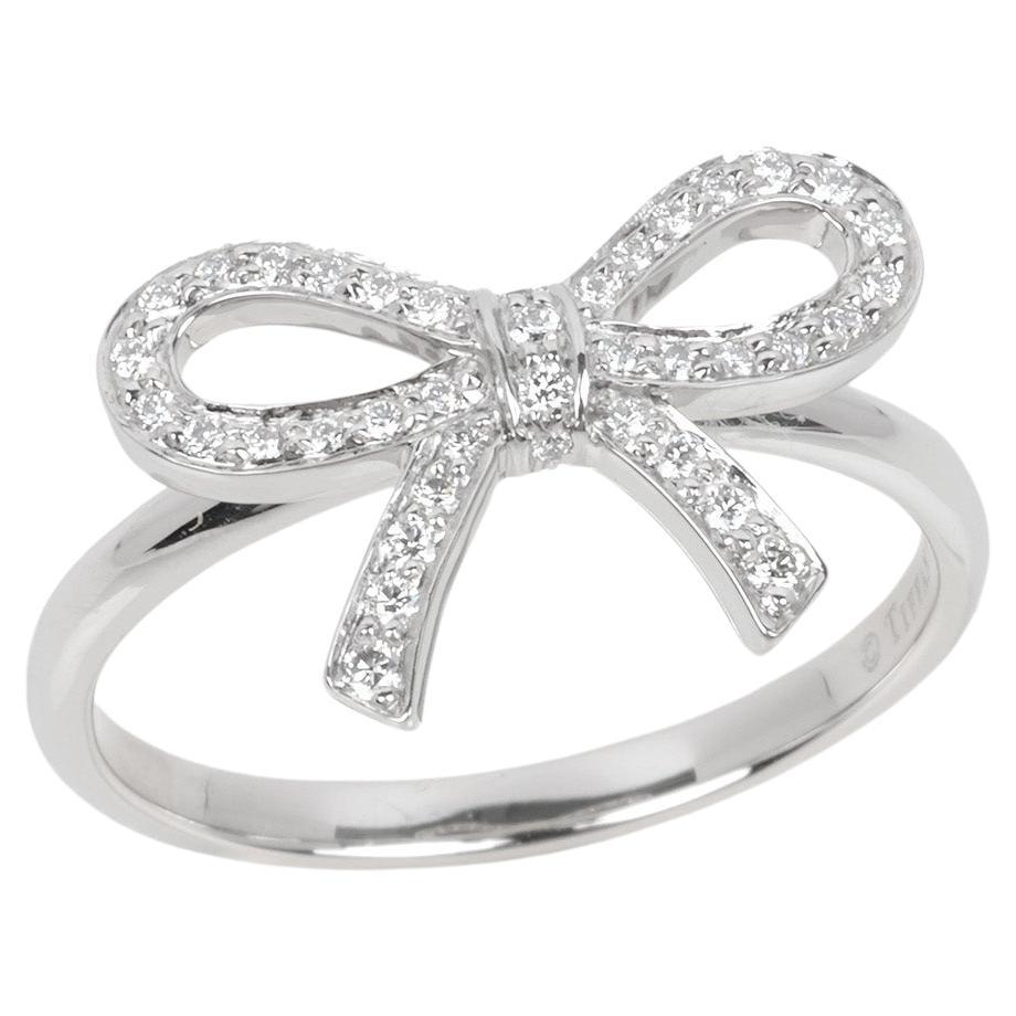Tiffany & Co. Diamond Set Platinum Bow Ring