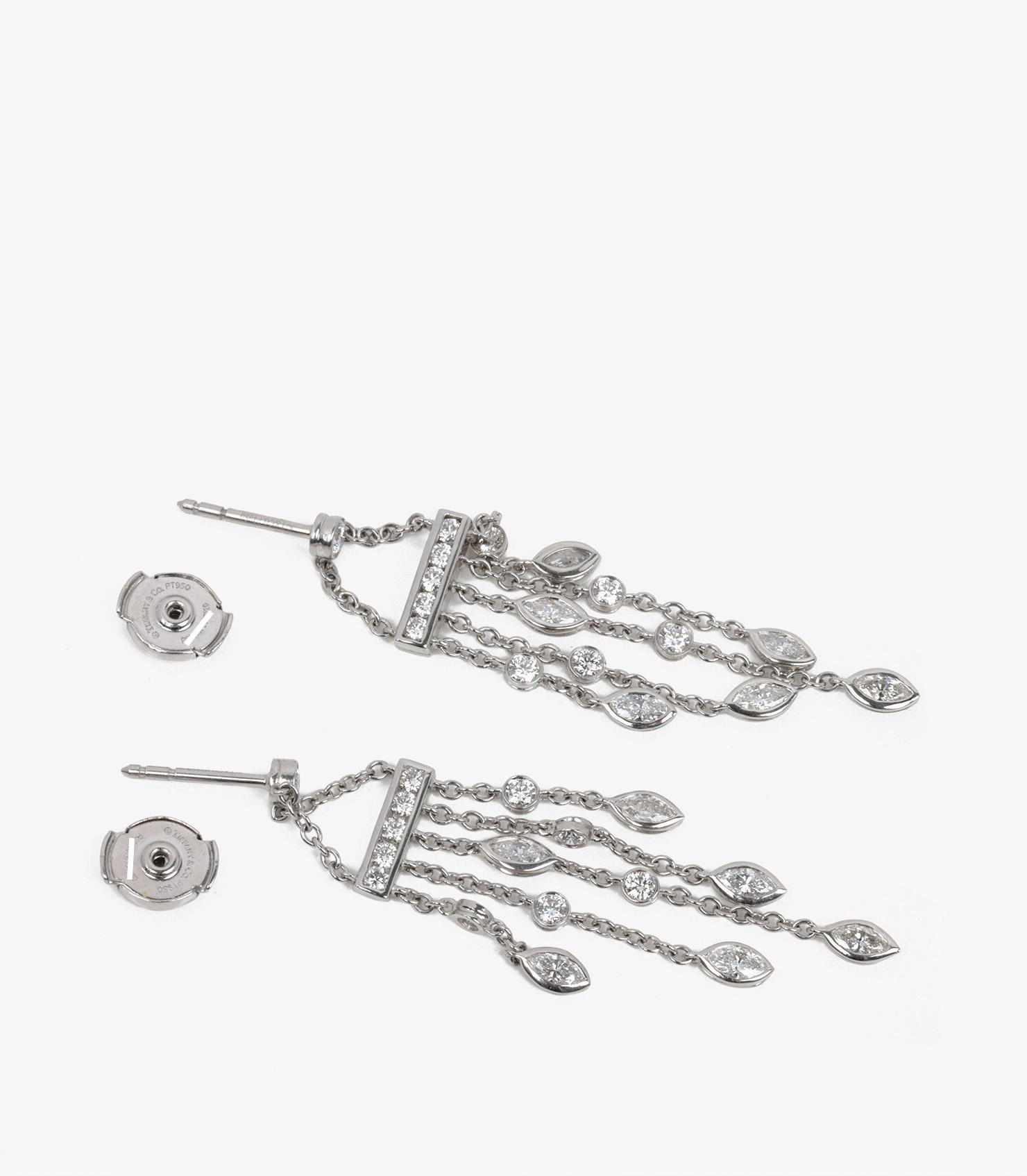 Marquise Cut Tiffany & Co. Diamond Set Platinum Chandelier Swing Earrings