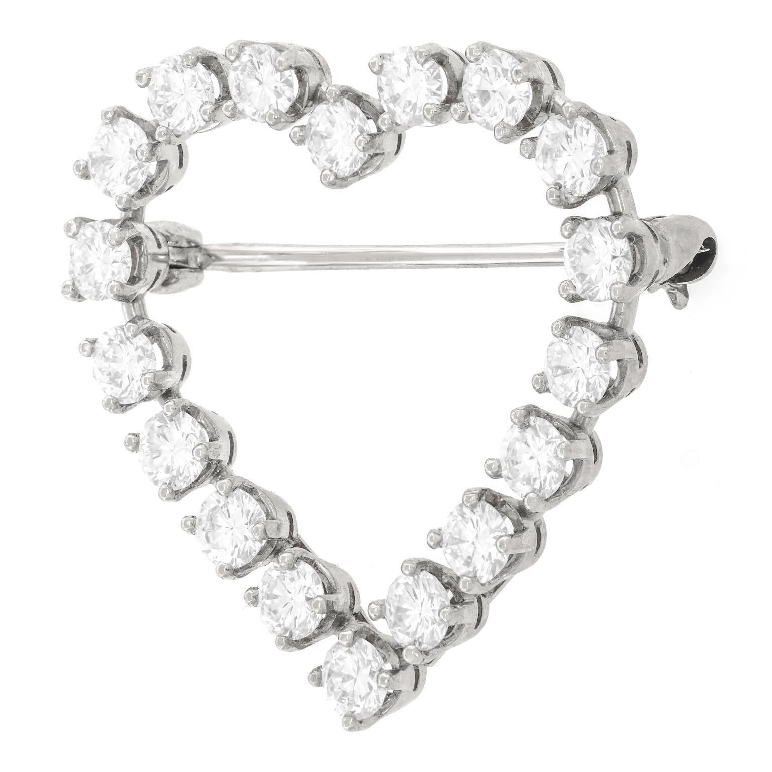 Tiffany & Co. Diamond-set Platinum Heart Brooch 2