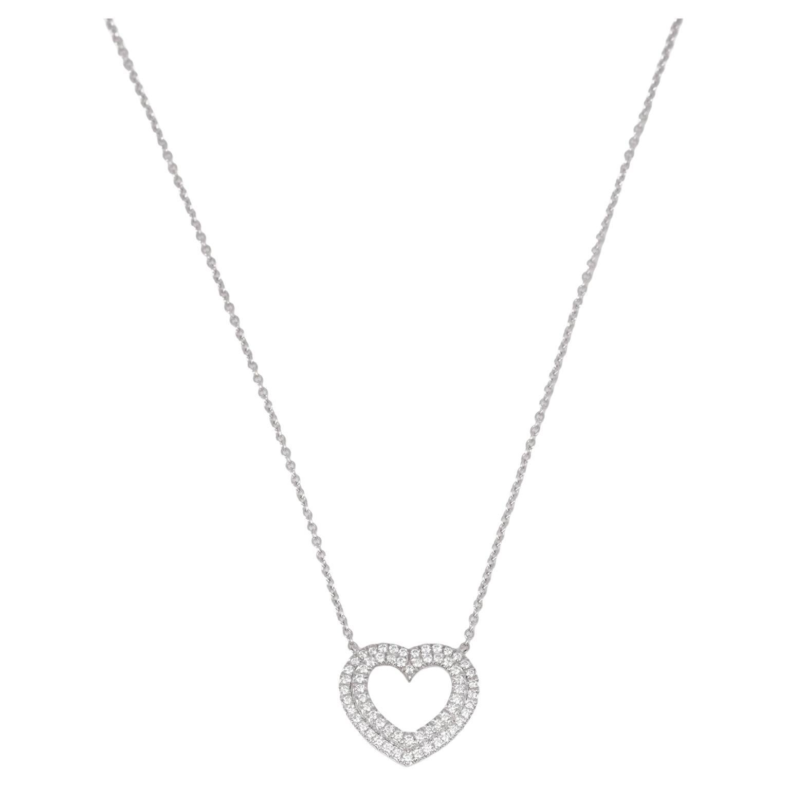 Tiffany & Co. Diamond Set Platinum Metro Heart Pendant