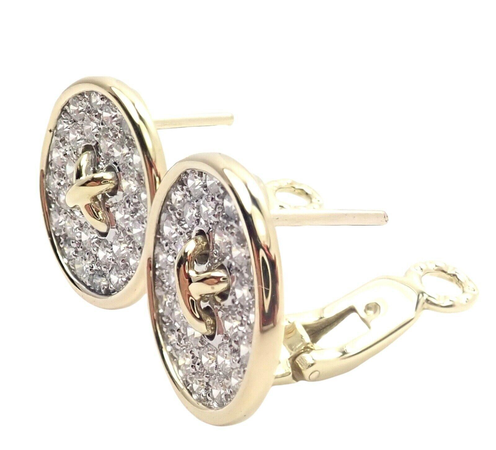 Gelbgold-Ohrringe mit Diamant-Signatur-Knöpfen von Tiffany & Co für Damen oder Herren im Angebot