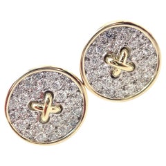 Tiffany & Co Diamond Signature Button Yellow Gold Earrings