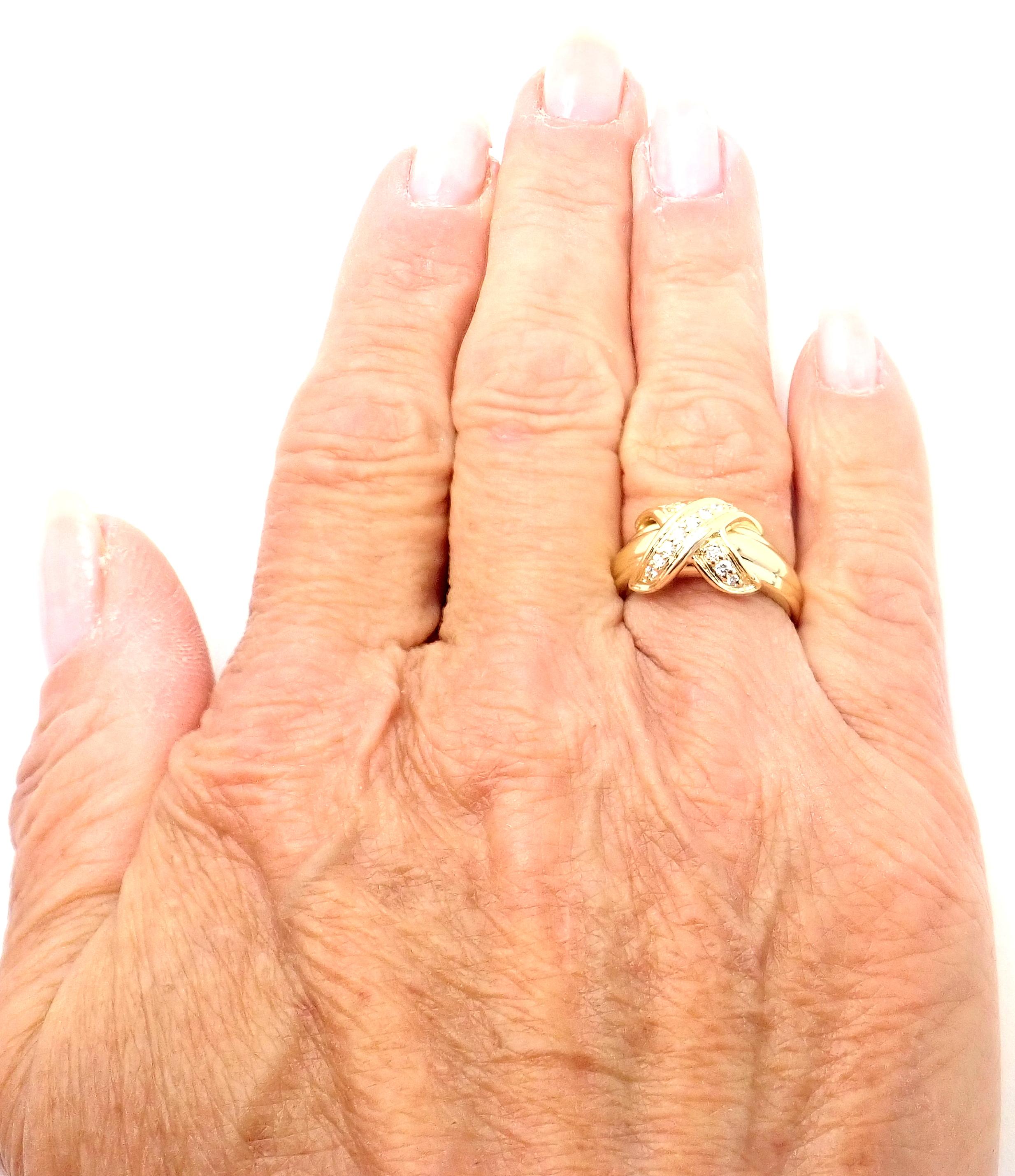 Tiffany & Co. Diamant-Signatur X Gelbgold Band Ring im Angebot 3