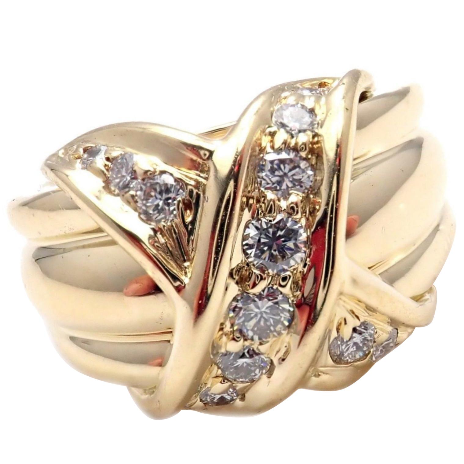 Tiffany & Co. Diamond Signature X Yellow Gold Band Ring