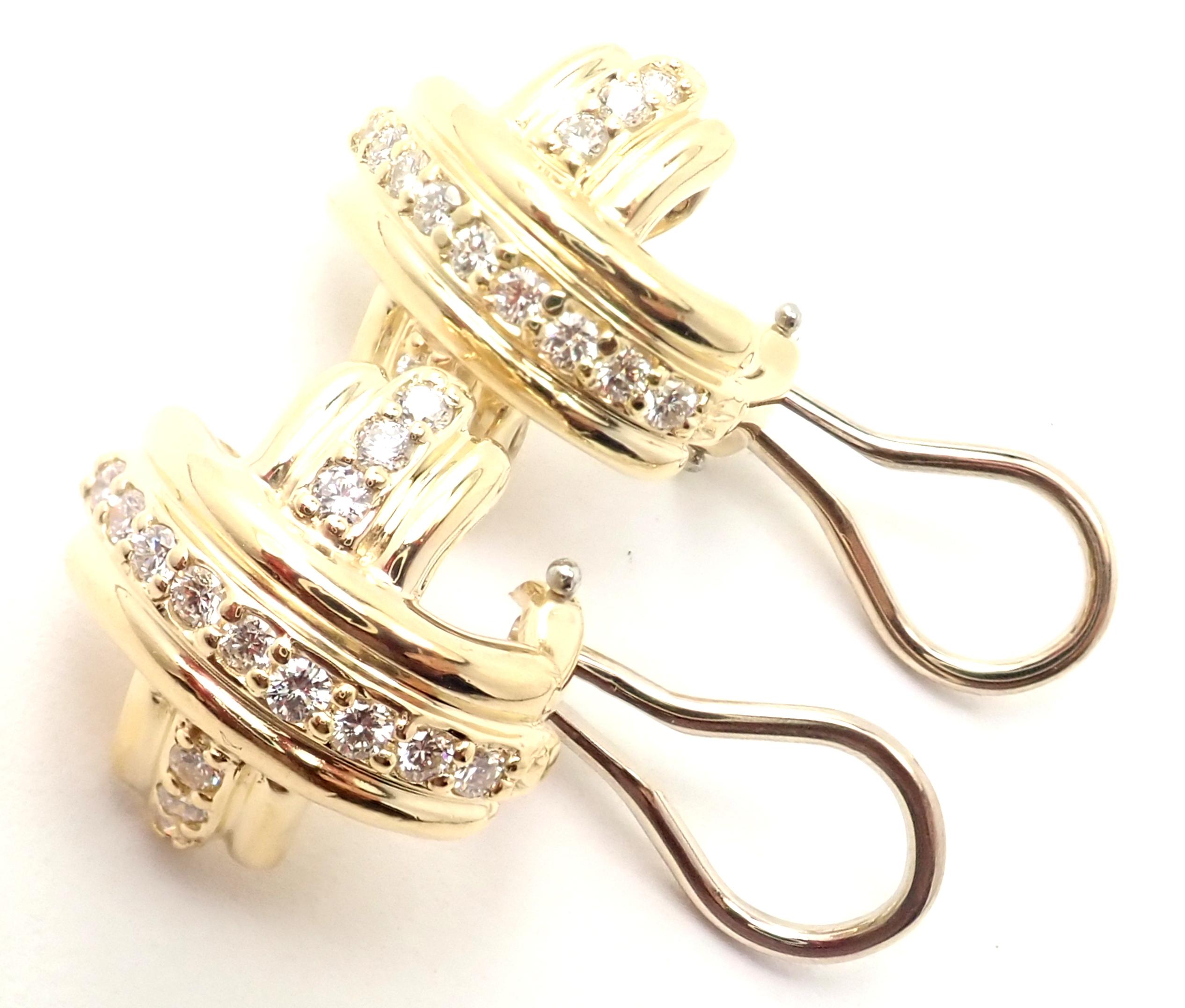 Tiffany & Co. Diamond Signature X Yellow Gold Earrings In Excellent Condition In Holland, PA
