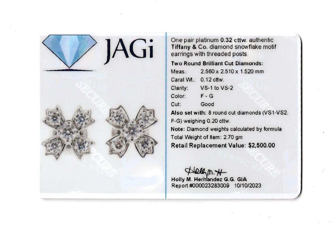 Tiffany & Co. Diamond Snowflake Motif Stud Earrings Set in Platinum 2