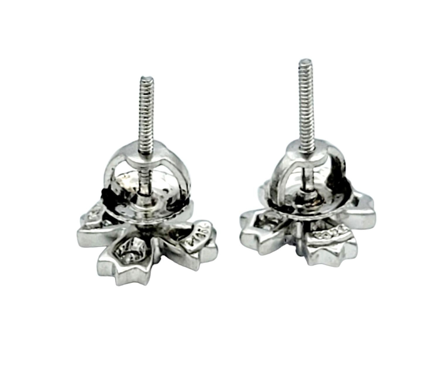 Contemporary Tiffany & Co. Diamond Snowflake Motif Stud Earrings Set in Platinum