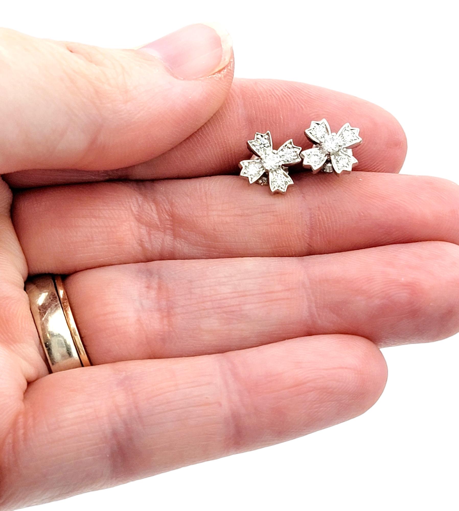 Women's Tiffany & Co. Diamond Snowflake Motif Stud Earrings Set in Platinum