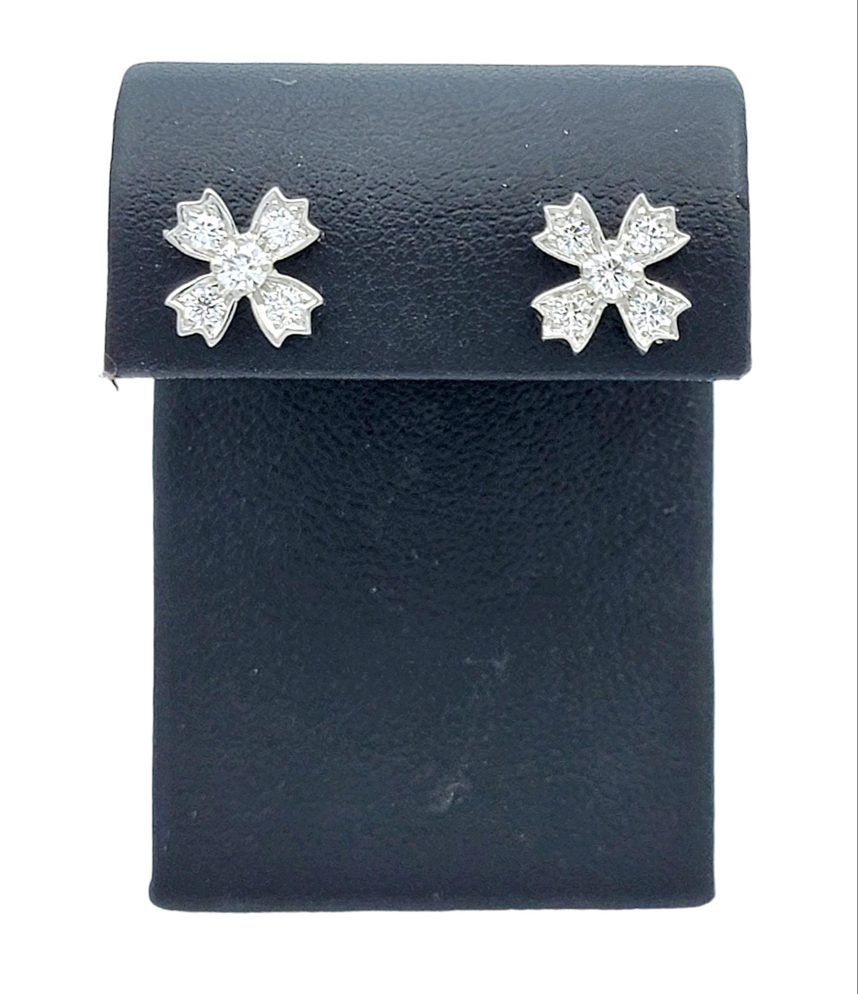 Tiffany & Co. Diamond Snowflake Motif Stud Earrings Set in Platinum 1