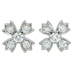 Tiffany & Co. Diamond Snowflake Motif Stud Earrings Set in Platinum