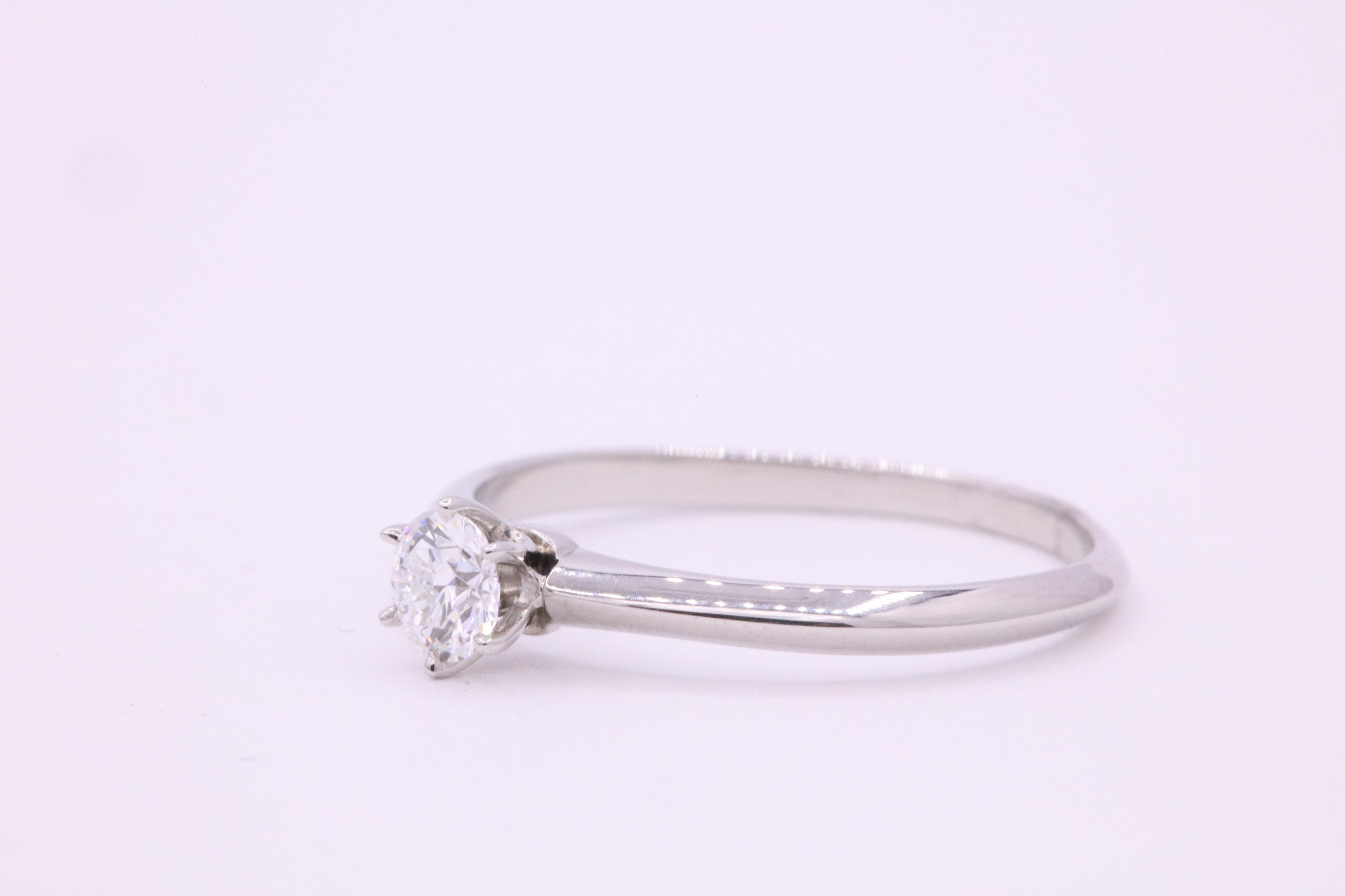 Contemporary Tiffany & Co. Diamond Solitaire Engagement Ring 0.24 Carats E VVS2 Platinum