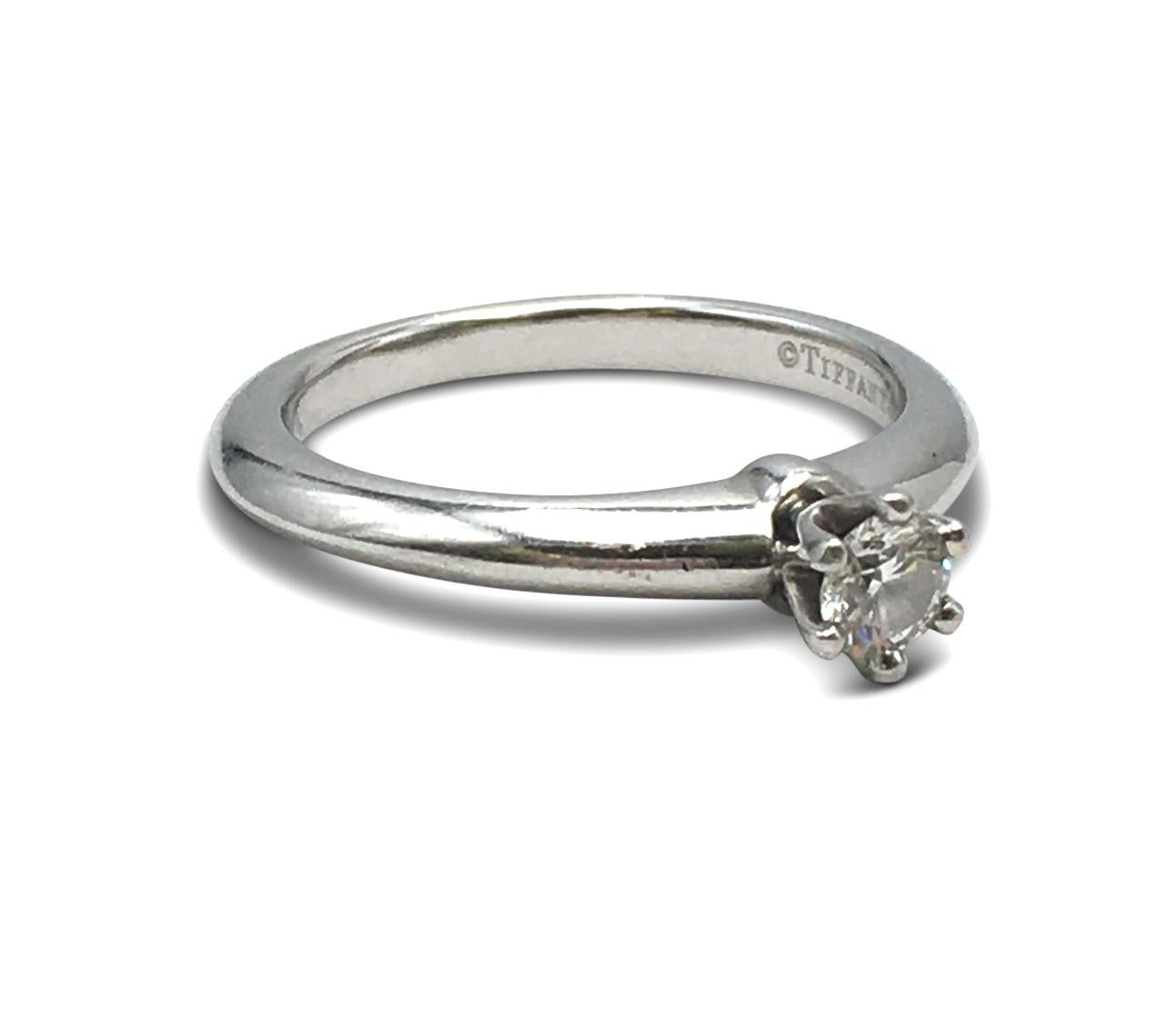 Round Cut Tiffany & Co. Diamond Solitaire Engagement Ring For Sale