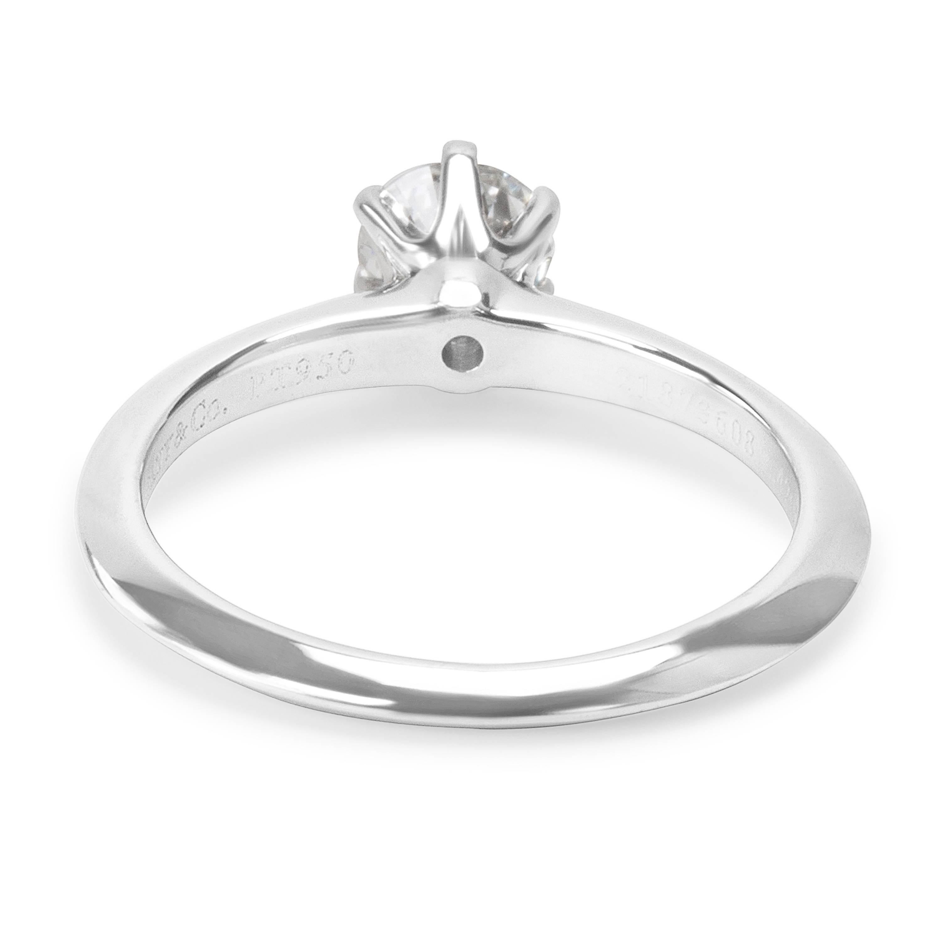 Modern Tiffany & Co. Diamond Solitaire Engagement Ring in Platinum 0.42 Carat