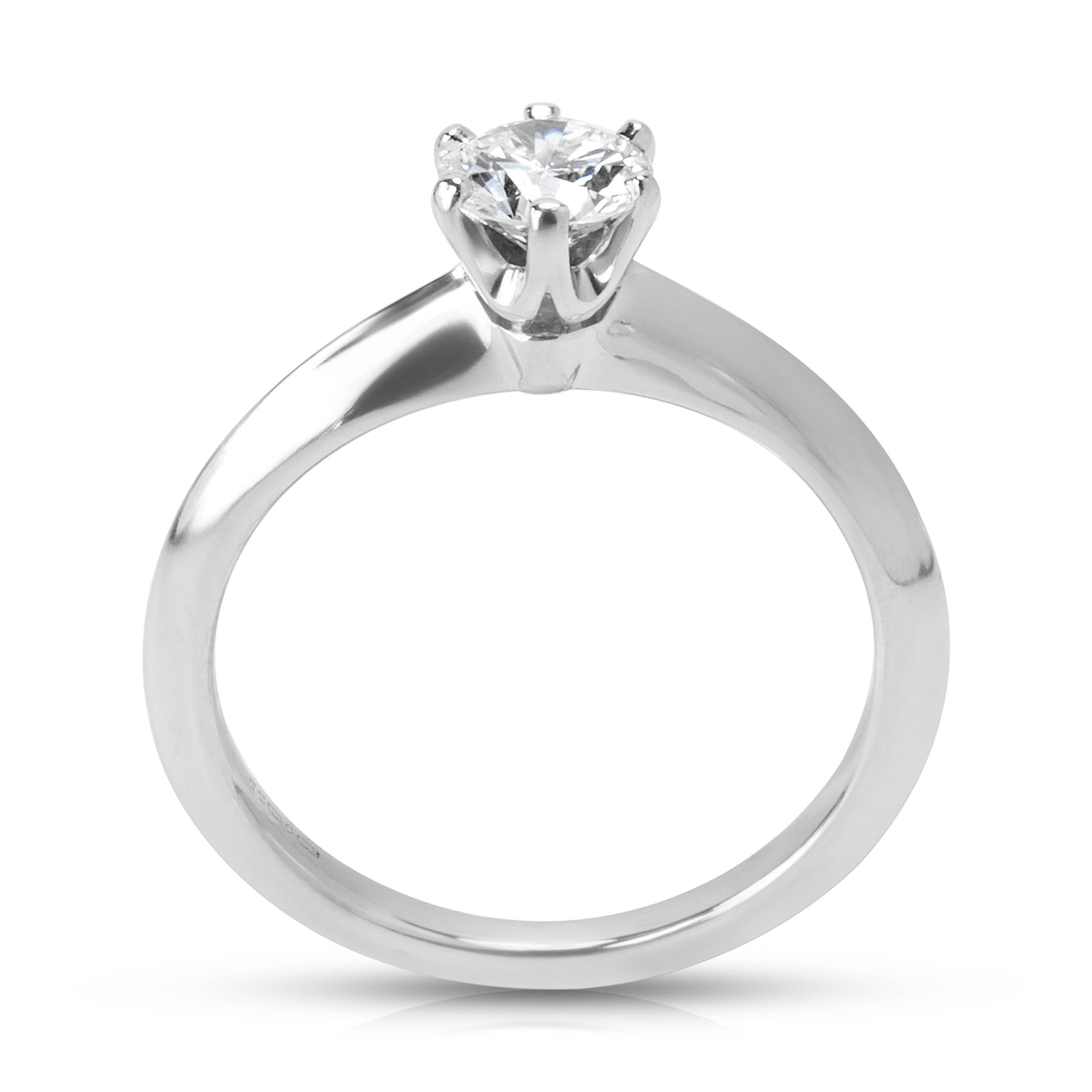 Round Cut Tiffany & Co. Diamond Solitaire Engagement Ring in Platinum 0.42 Carat