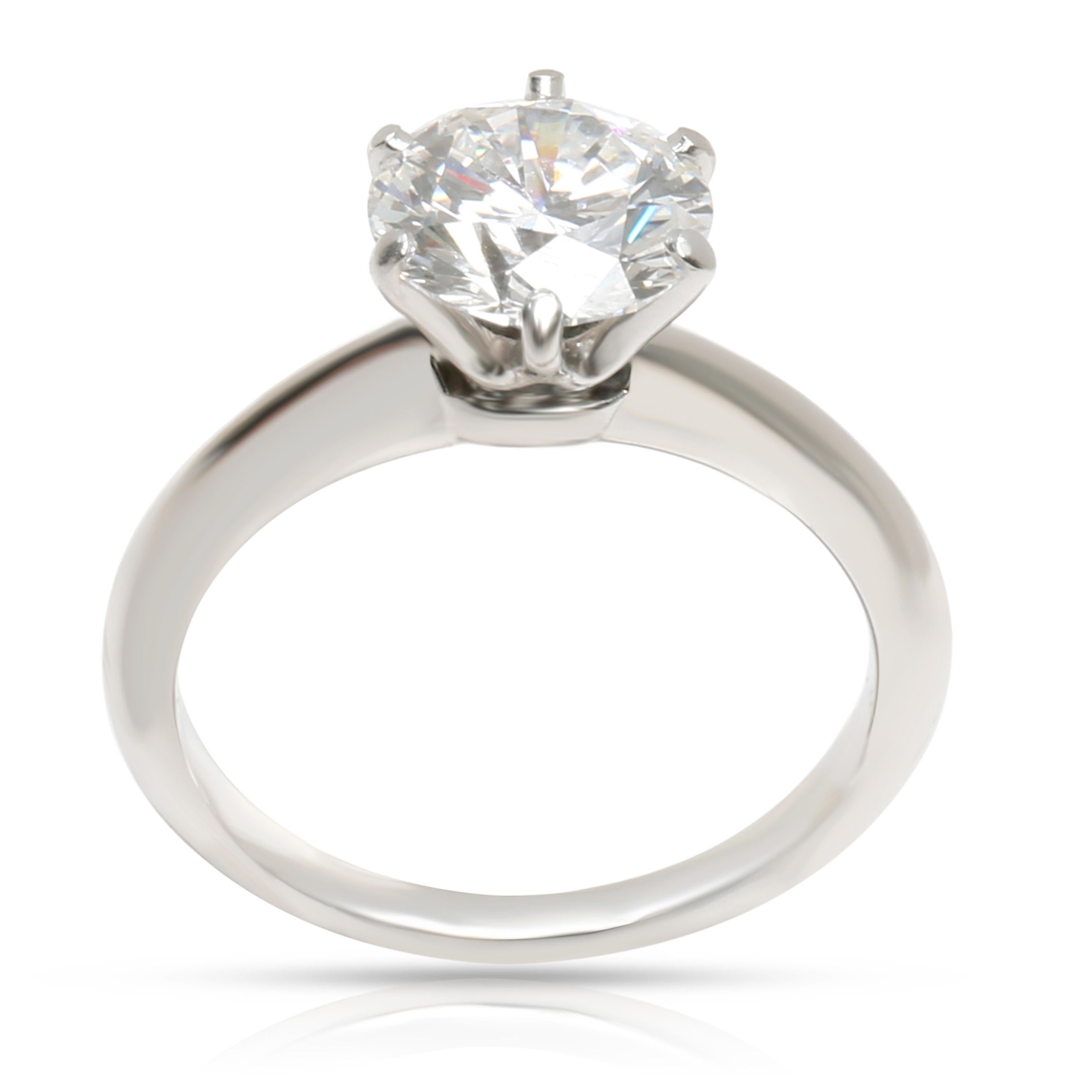 Round Cut Tiffany & Co. Diamond Solitaire Engagement Ring in Platinum '1.54 Carat F VVS2'