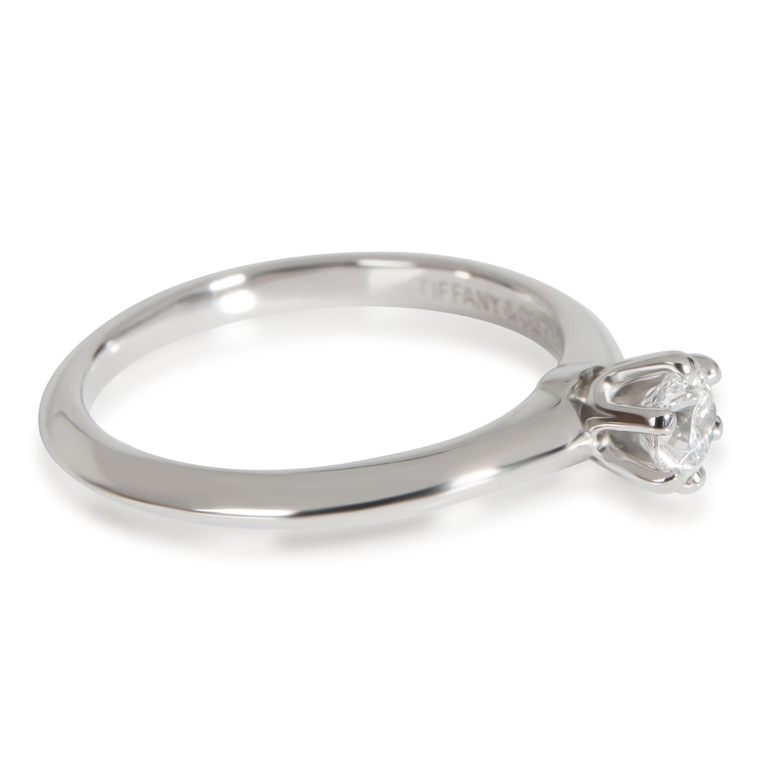 Round Cut Tiffany & Co. Diamond Solitaire Engagement Ring in Platinum E VS1 0.24 Ctw