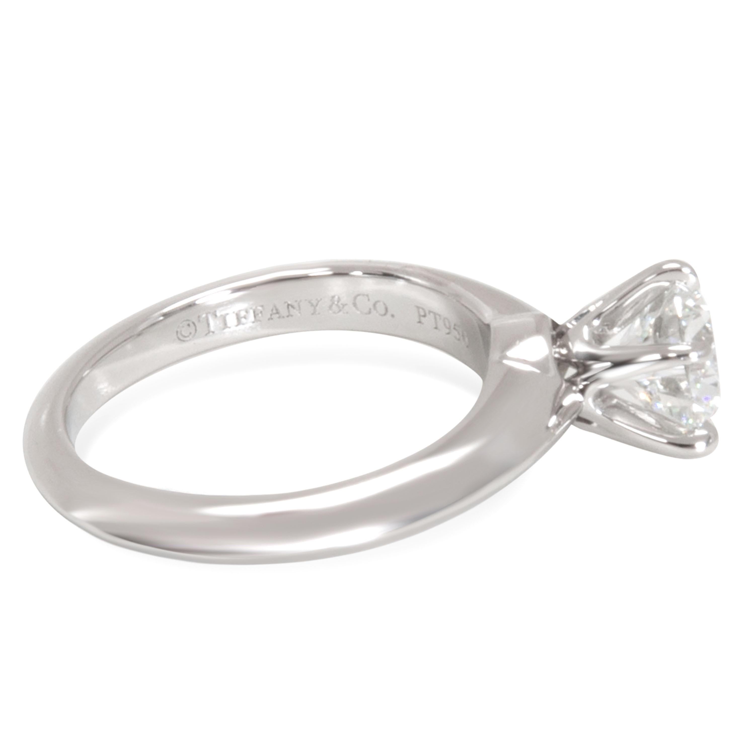 Round Cut Tiffany & Co. Diamond Solitaire Engagement Ring in Platinum 'F/VVS1' 0.93 Carat