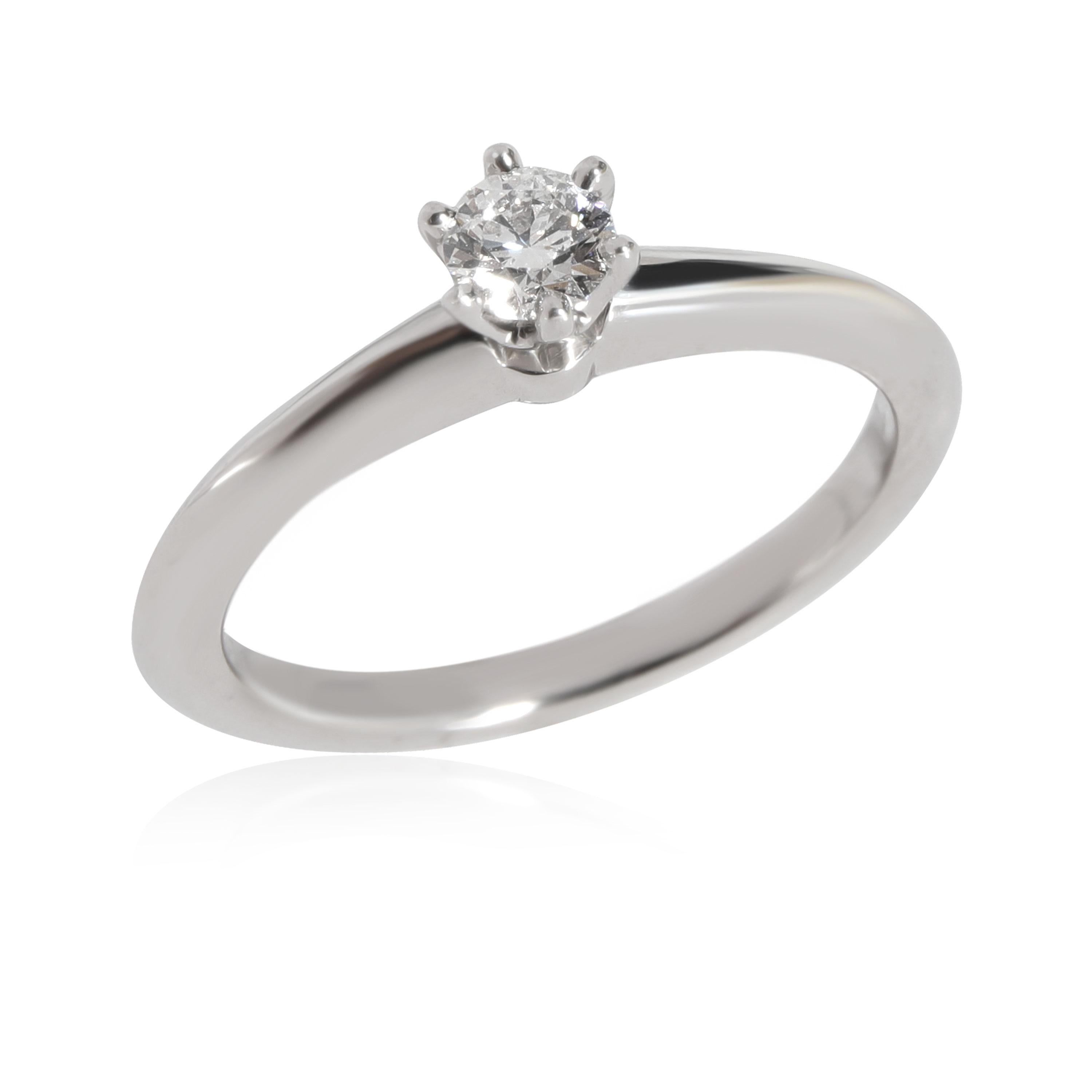 Round Cut Tiffany & Co. Diamond Solitaire Engagement Ring in Platinum G VS1 0.21 CTW