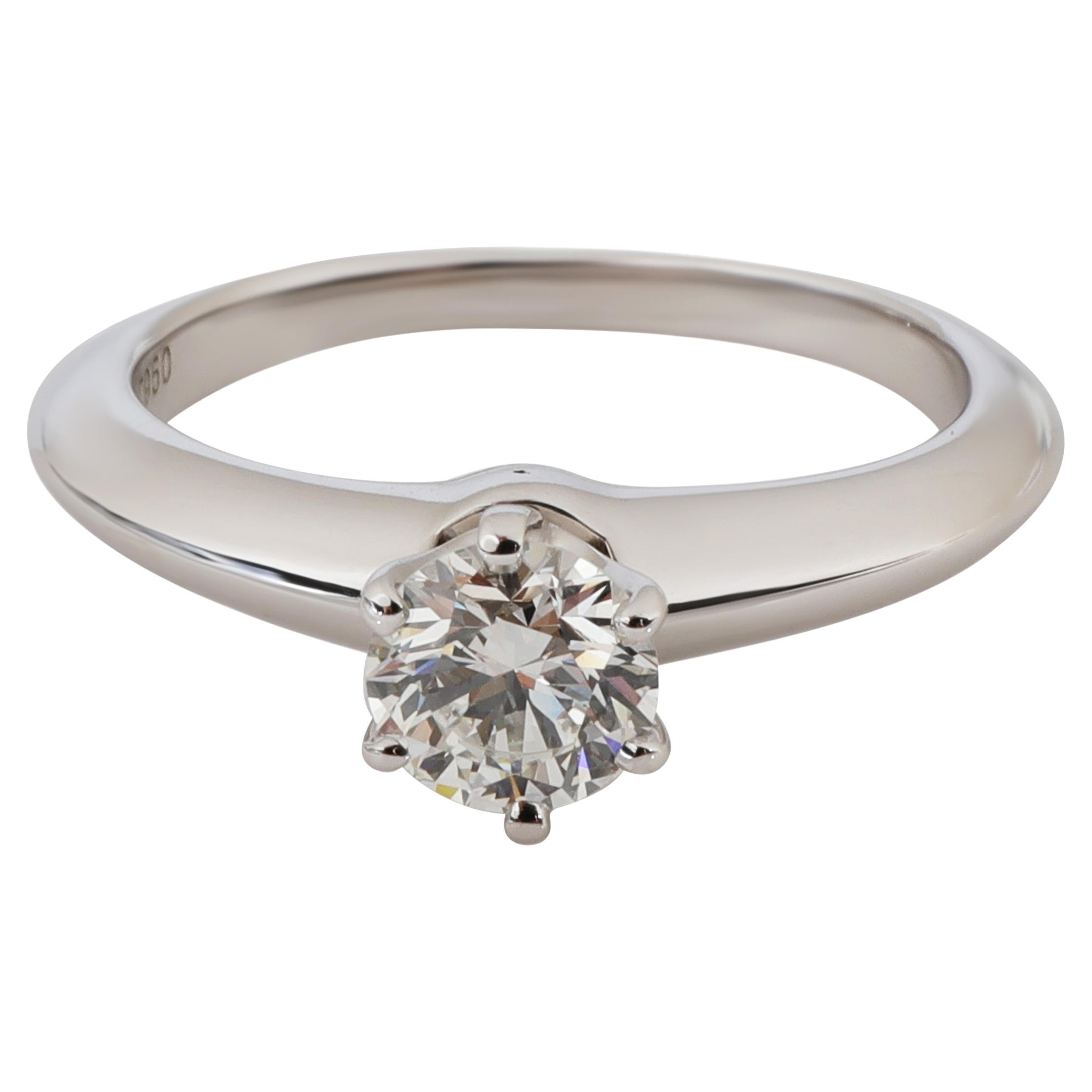 Tiffany & Co. Diamond Solitaire Engagement Ring in Platinum G VVS2 0.50 Carat