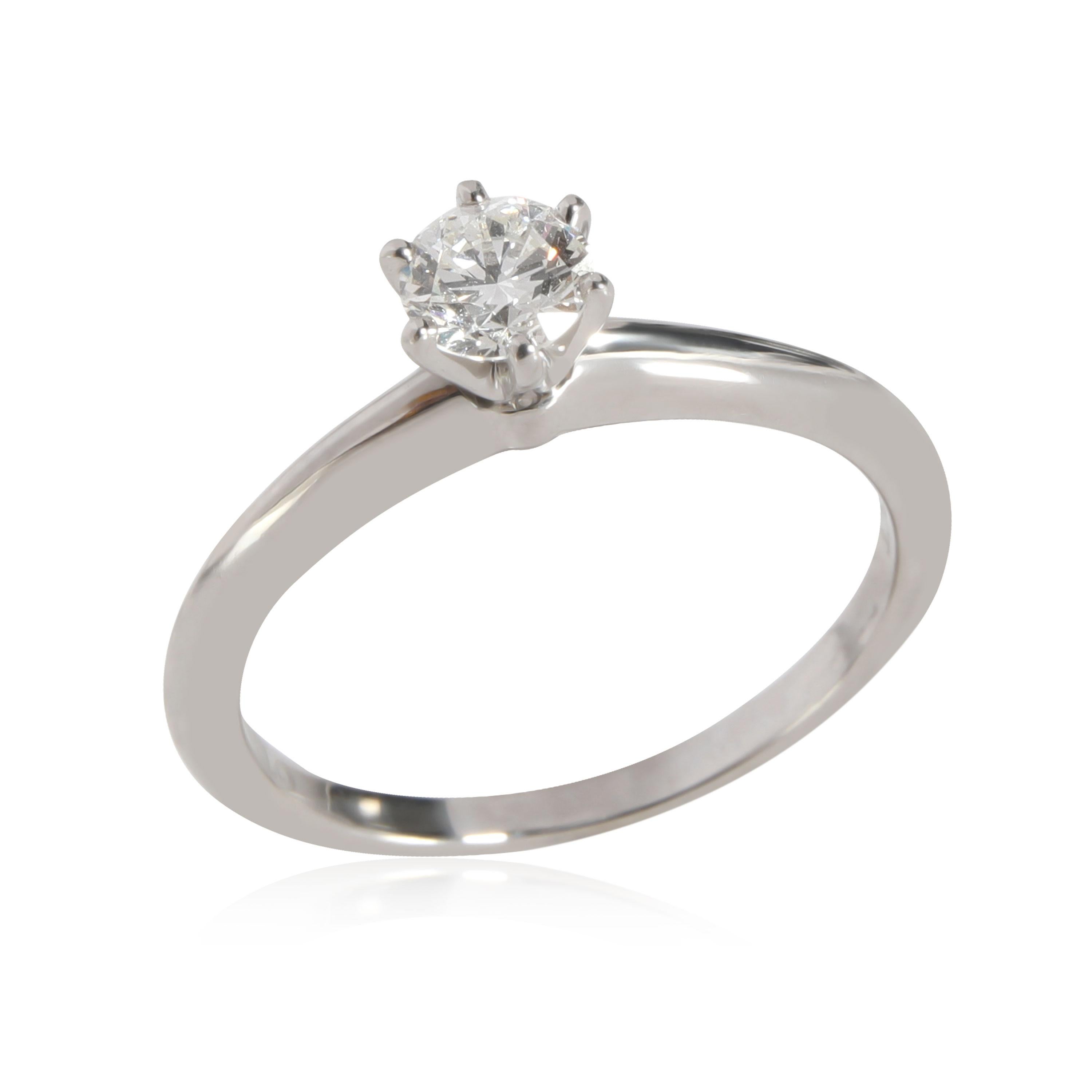 Round Cut Tiffany & Co. Diamond Solitaire Engagement Ring in Platinum H VS1 0.33 CTW