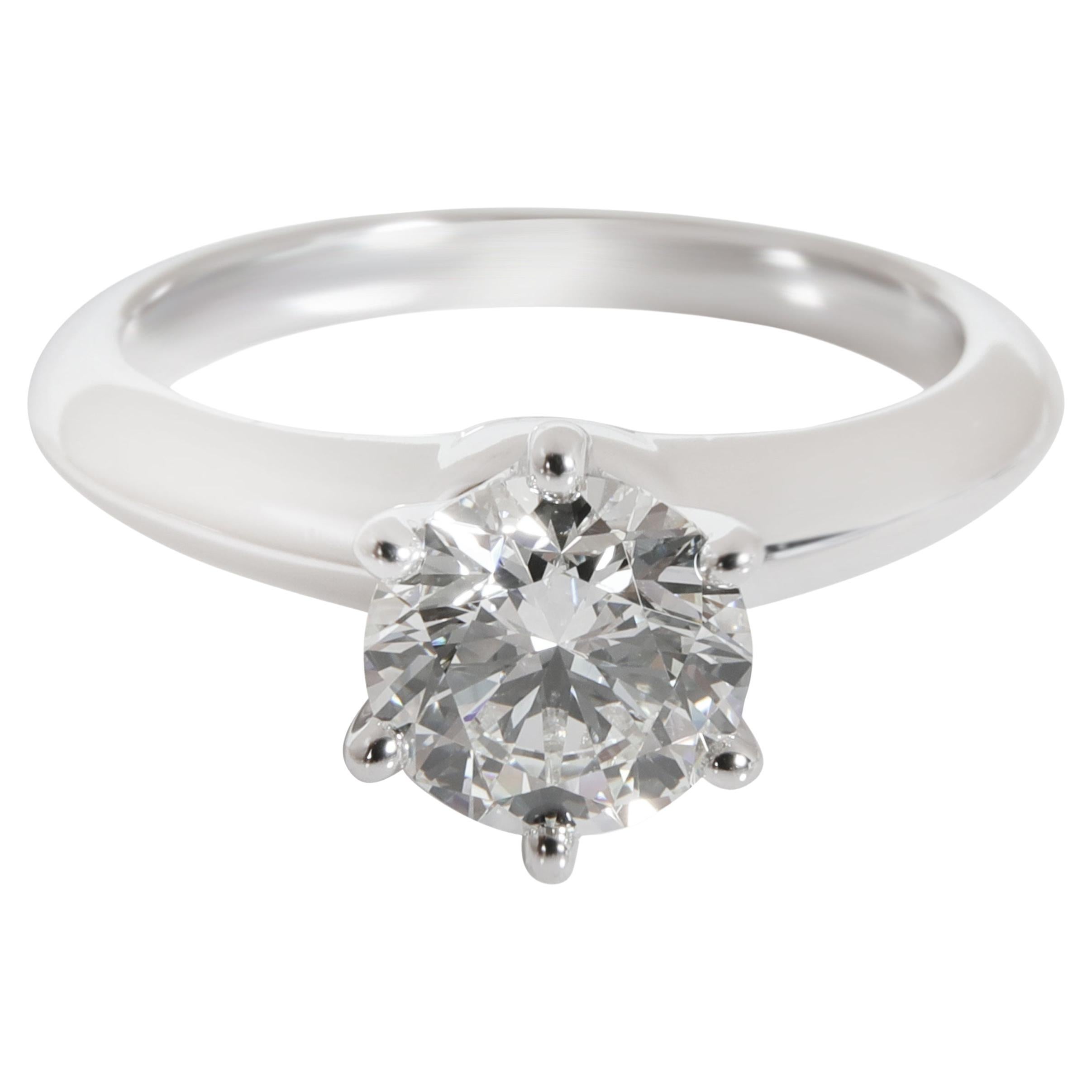 Tiffany & Co. Bague de fiançailles solitaire en platine avec diamant H VS1 1,04 carat poids total