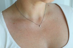 Tiffany Co Diamond Solitaire Necklace. Platinum 0.15ct Diamond Pendant.