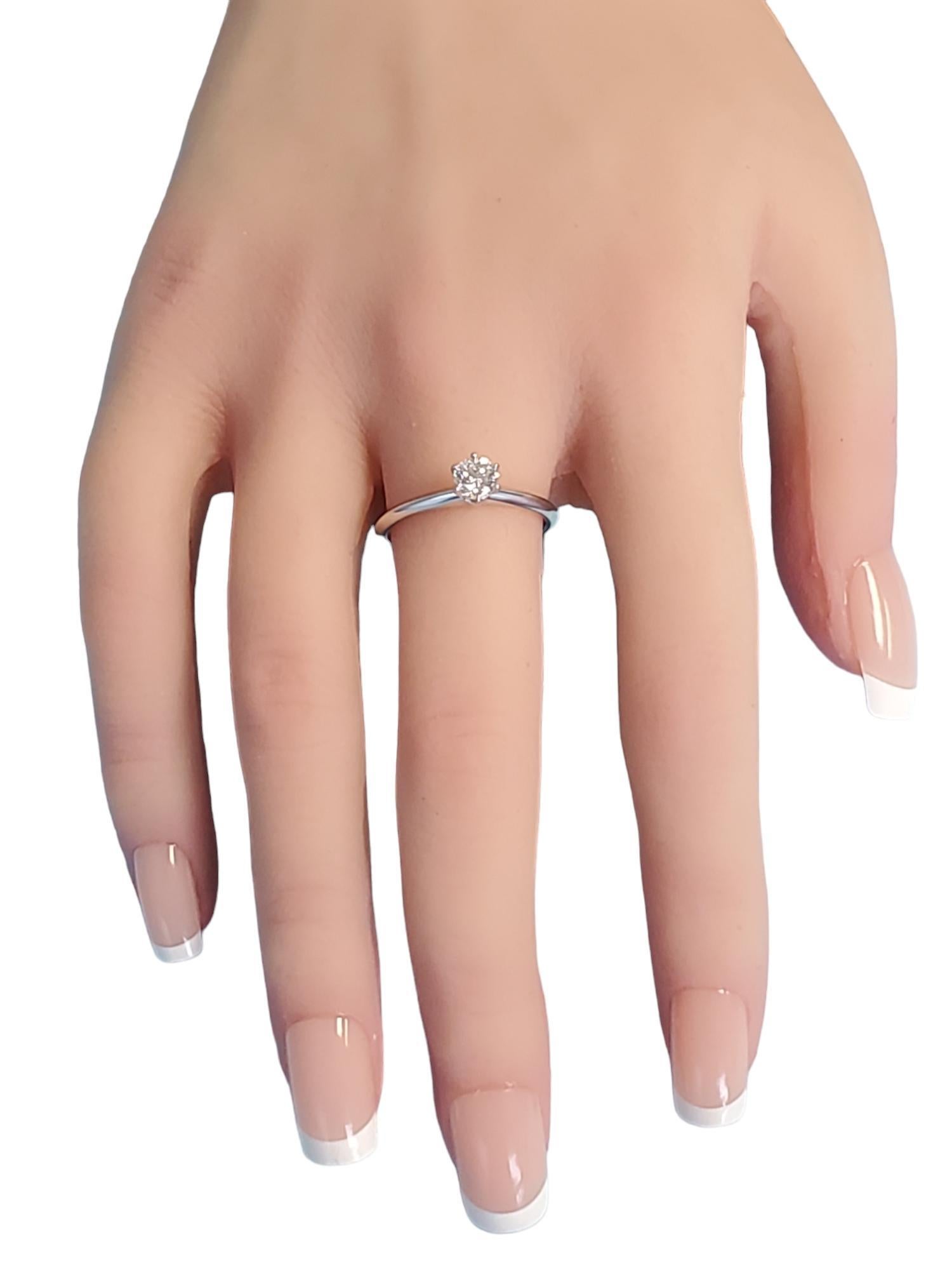Women's Tiffany & Co. Diamond Solitaire Platinum Engagement Ring .46ct VS1 Round For Sale