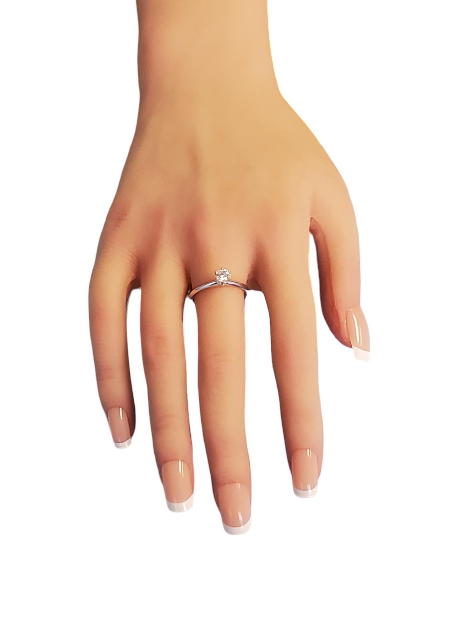 Tiffany & Co. Diamond Solitaire Platinum Engagement Ring .46ct VS1 Round For Sale 2