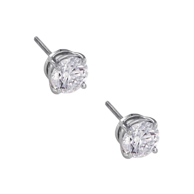 Tiffany and Co. Diamond Solitaire Platinum Stud Earrings 3.1 Carat For Sale  at 1stDibs | tiffany diamond stud earrings, tiffany solitaire diamond  earrings, tiffany diamond earrings