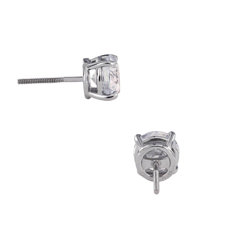 Tiffany and Co. Diamond Solitaire Platinum Stud Earrings 3.1 Carat