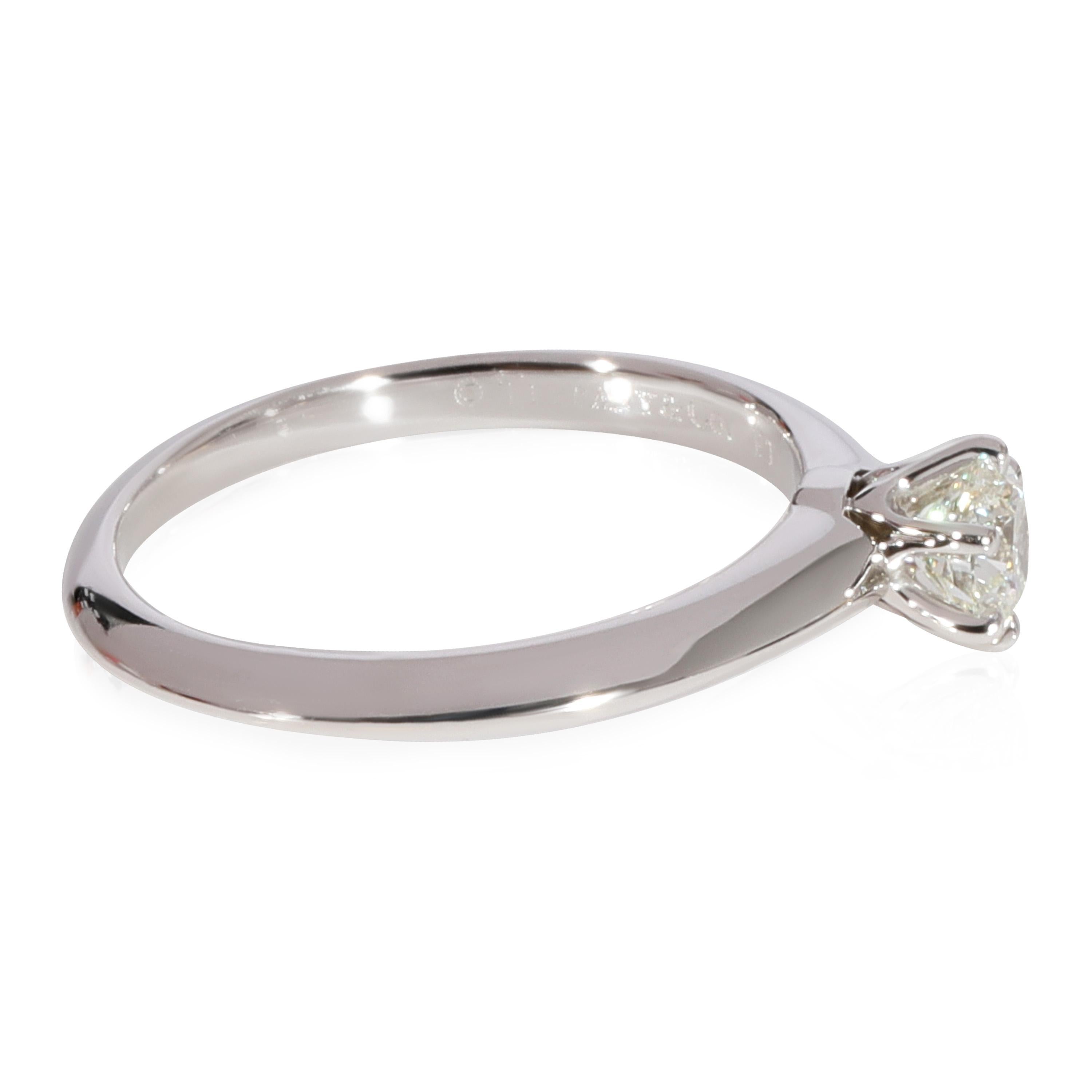 Round Cut Tiffany & Co. Diamond Solitaire Ring in 950 Platinum I VVS1 0.31 CTW For Sale
