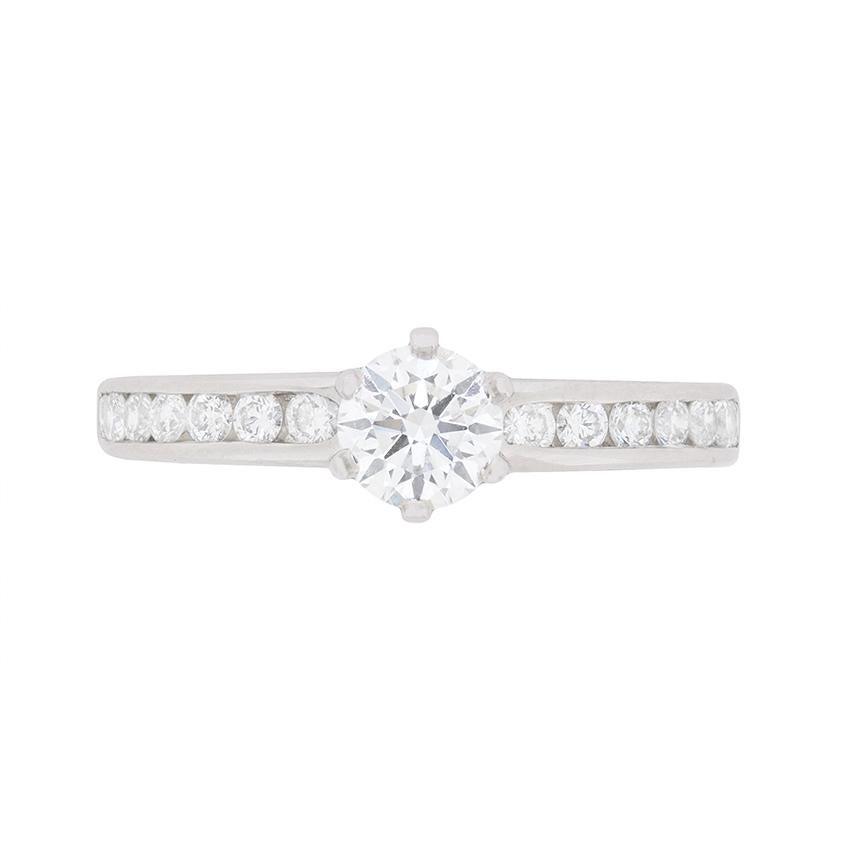 Tiffany & Co. Diamond Solitaire with Diamond Shoulders Ring For Sale