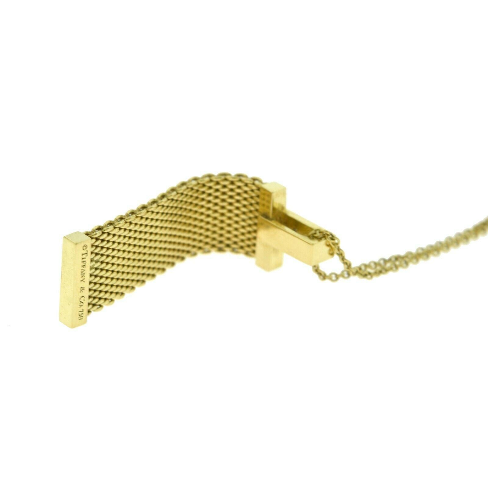 Tiffany & Co. Somerset Collier pendentif long en maille en or jaune avec diamants Bon état - En vente à Miami, FL