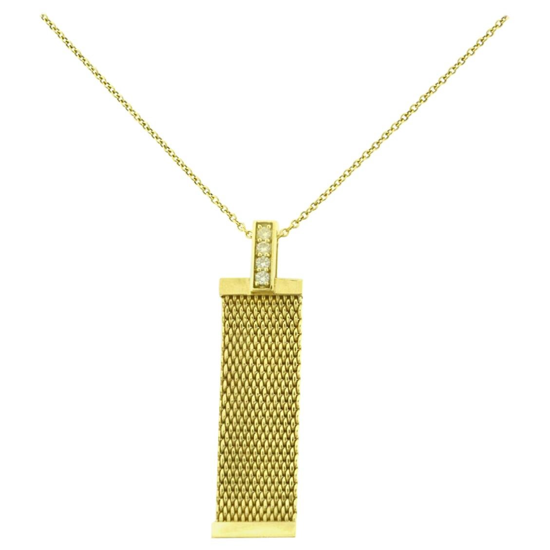 Tiffany & Co. Somerset Collier pendentif long en maille en or jaune avec diamants