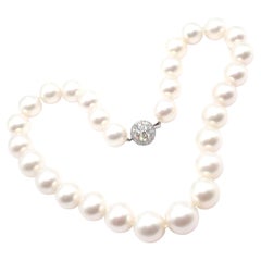 Tiffany & Co Diamond South Sea Large Pearl Platinum Necklace