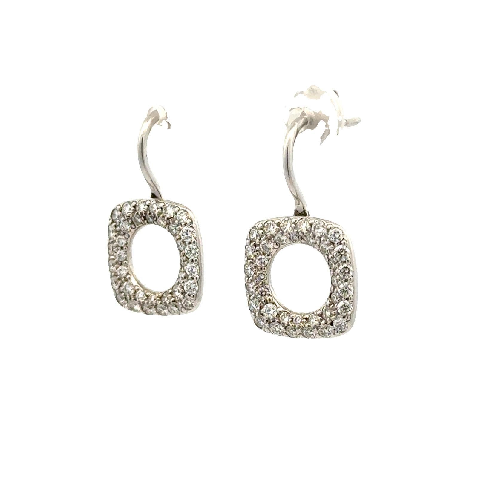 Modern Tiffany & Co. Diamond Square Drop 18KWG Earrings Italy For Sale