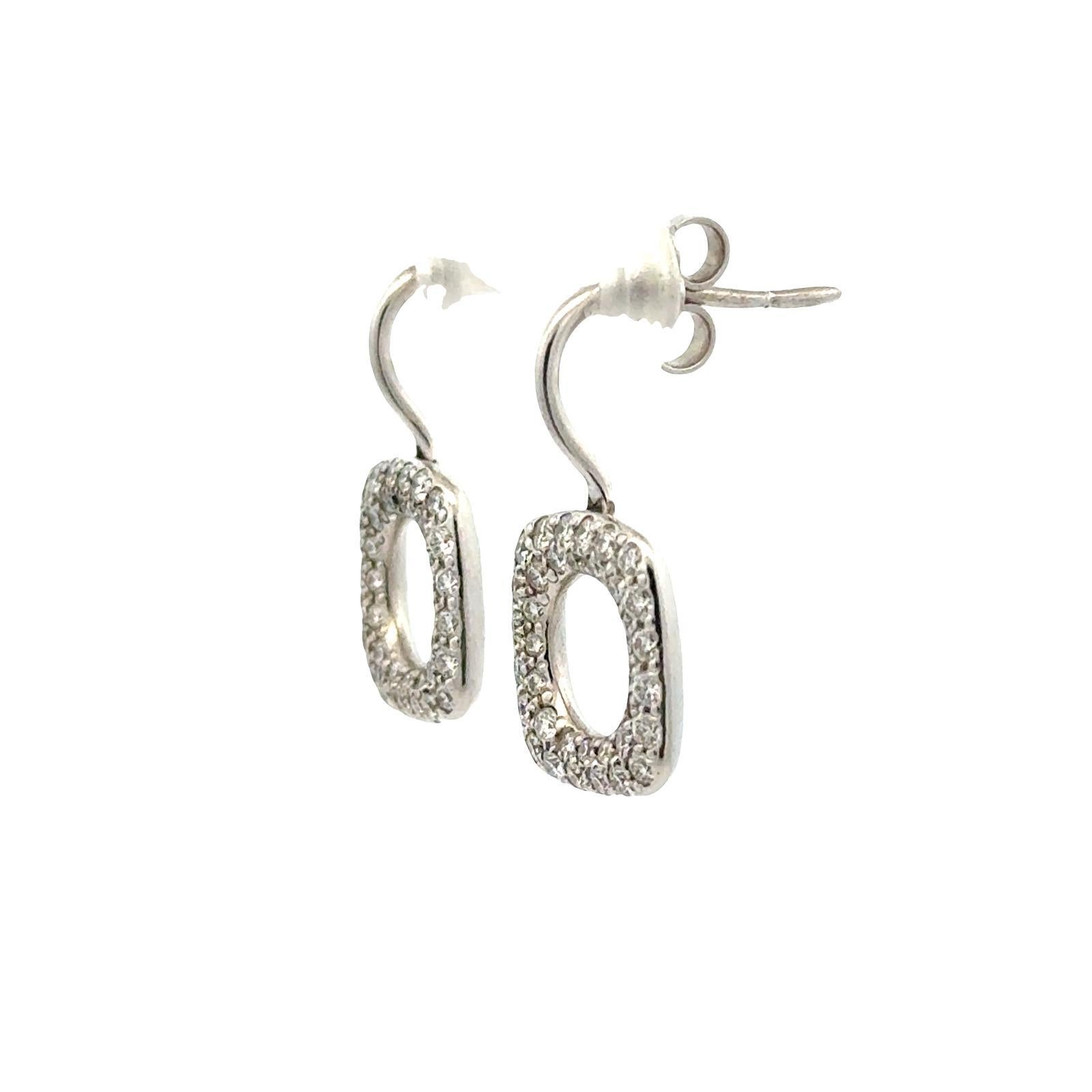 Tiffany & Co. Diamond Square Drop 18KWG Earrings Italy For Sale 1