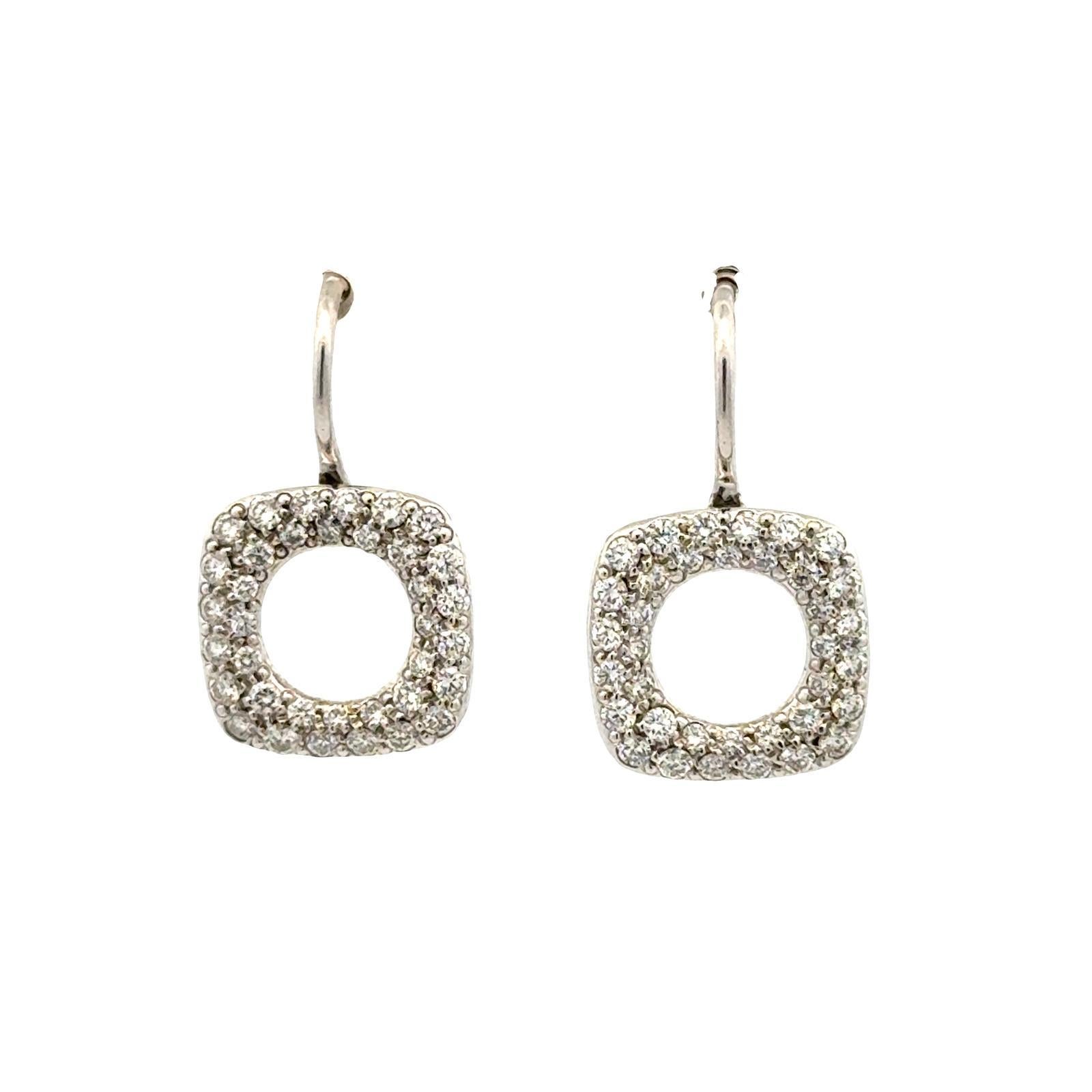 Tiffany & Co. Diamond Square Drop 18KWG Earrings Italy For Sale 2